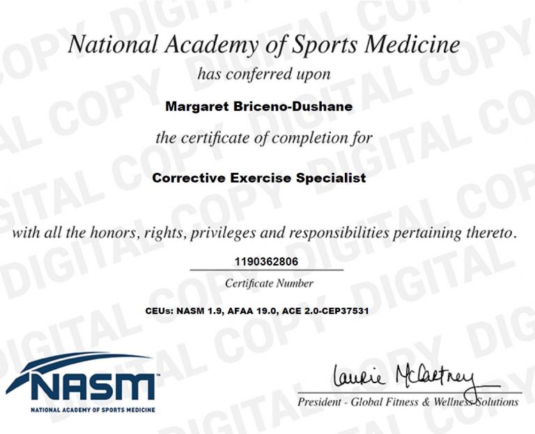 NASM Certified Personal Trainer Corrective Exercise Specialist